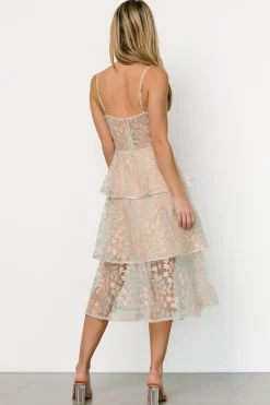 Hot Baltic Born Georgiana Embroidered Midi Dress | Sage