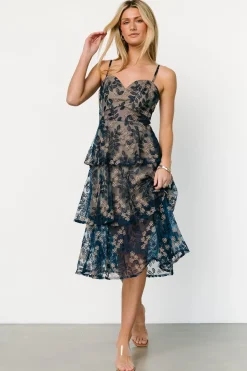 Best Baltic Born Georgiana Embroidered Midi Dress | Navy