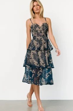 Best Baltic Born Georgiana Embroidered Midi Dress | Navy