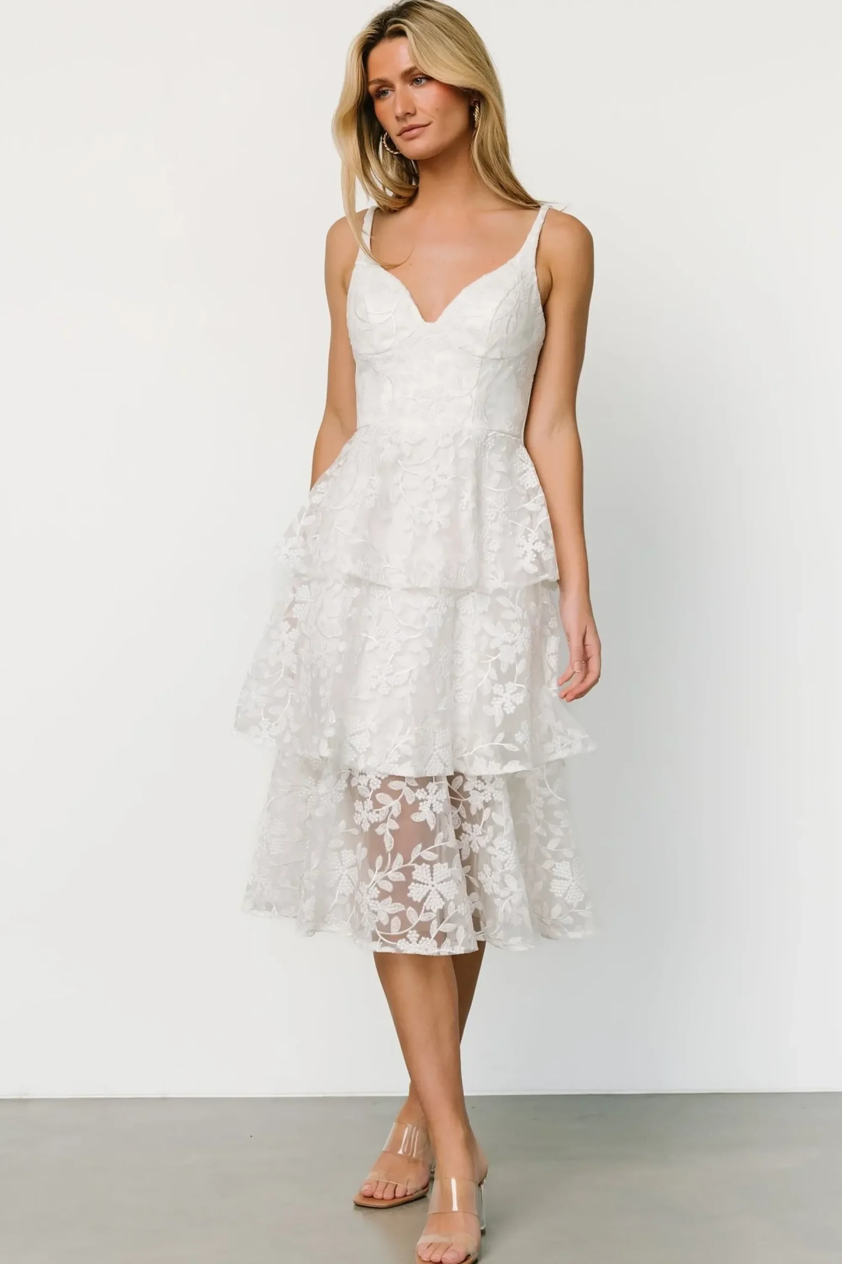 Hot Baltic Born Giavanna Tiered Midi Dress | Off White