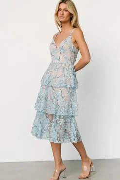 Discount Baltic Born Giavanna Tiered Midi Dress | Dusty Blue