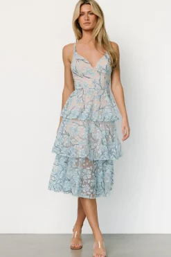 Discount Baltic Born Giavanna Tiered Midi Dress | Dusty Blue