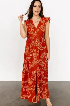 New Baltic Born Ginger Button Down Maxi Dress | Rust + Ivory