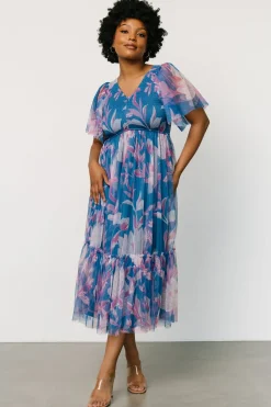 Online Baltic Born Gracie Tulle Dress | Blue + Pink Floral