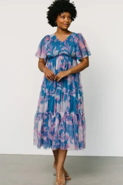 Online Baltic Born Gracie Tulle Dress | Blue + Pink Floral