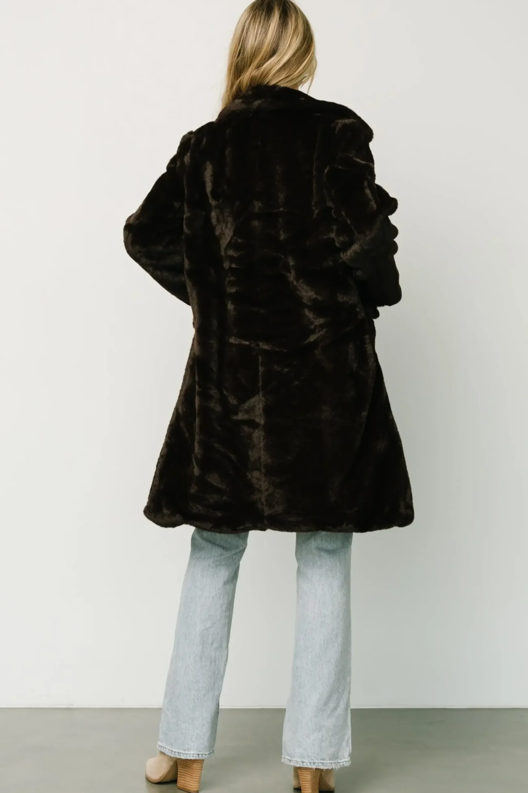 Online Baltic Born Graham Long Faux Fur Coat | Deep Brown