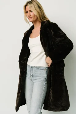 Online Baltic Born Graham Long Faux Fur Coat | Deep Brown