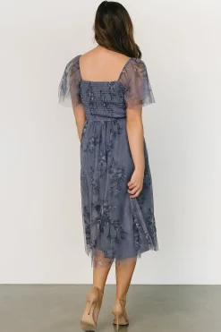 Clearance Baltic Born Gwyneth Tulle Midi Dress | Slate Blue Multi