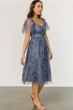 Clearance Baltic Born Gwyneth Tulle Midi Dress | Slate Blue Multi