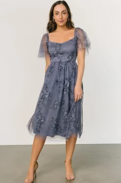 Clearance Baltic Born Gwyneth Tulle Midi Dress | Slate Blue Multi