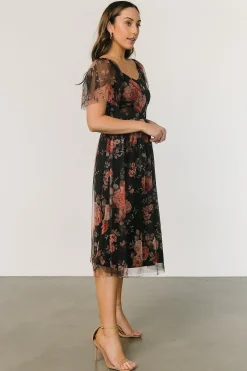 Discount Baltic Born Gwyneth Tulle Midi Dress | Black Multi