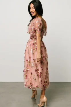 Discount Baltic Born Gwyneth Tulle Midi Dress | Blush Floral