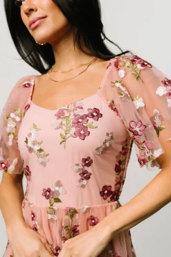 Discount Baltic Born Gwyneth Tulle Midi Dress | Blush Floral