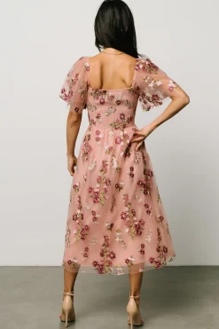 Discount Baltic Born Gwyneth Tulle Midi Dress | Blush Floral