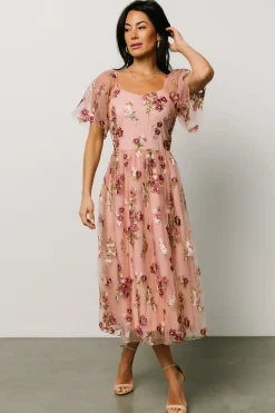 Discount Baltic Born Gwyneth Tulle Midi Dress | Blush Floral
