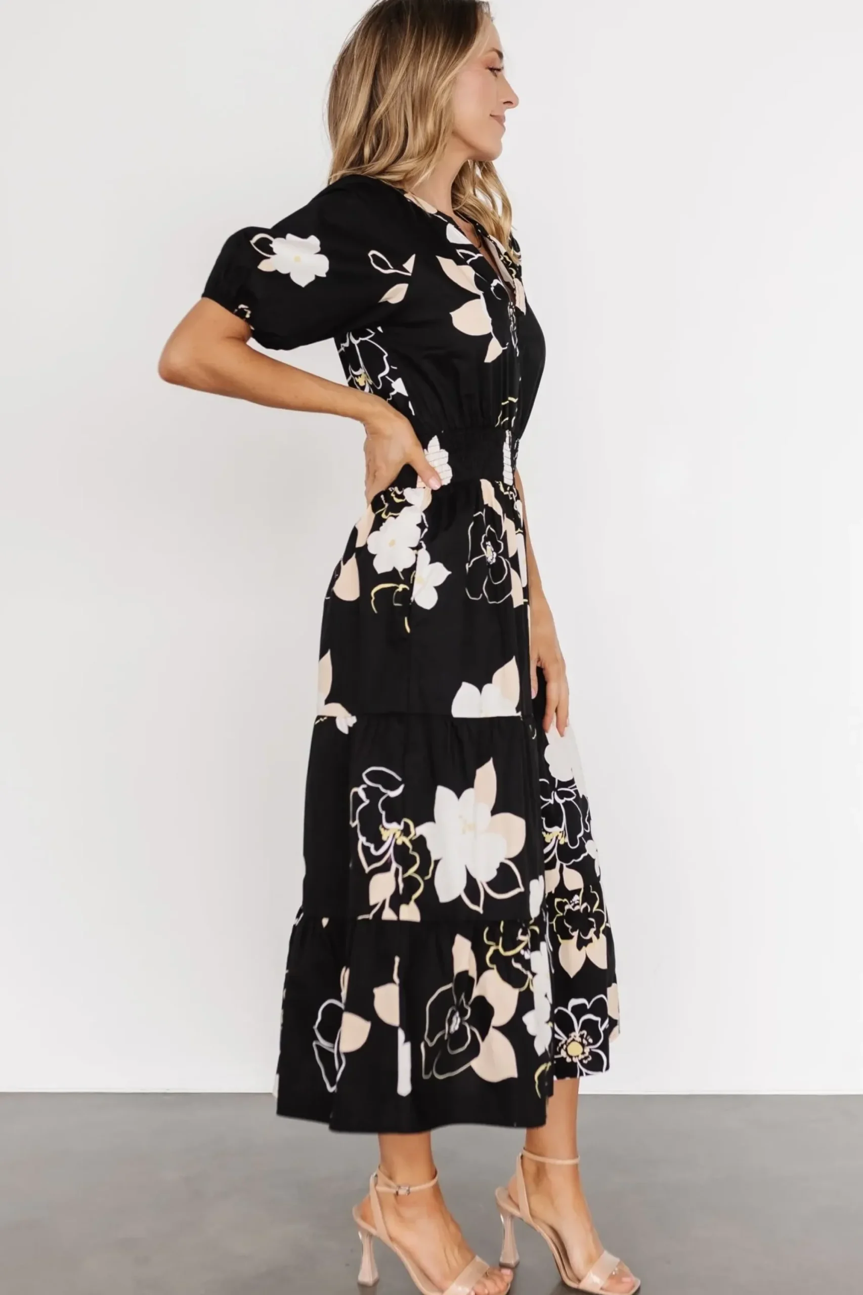 Hot Baltic Born Hacienda Tiered Midi Dress | Black Multi