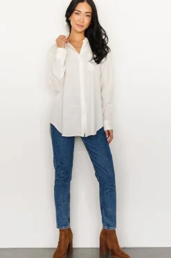 Clearance Baltic Born Harlan Linen Button Down Top | Off White