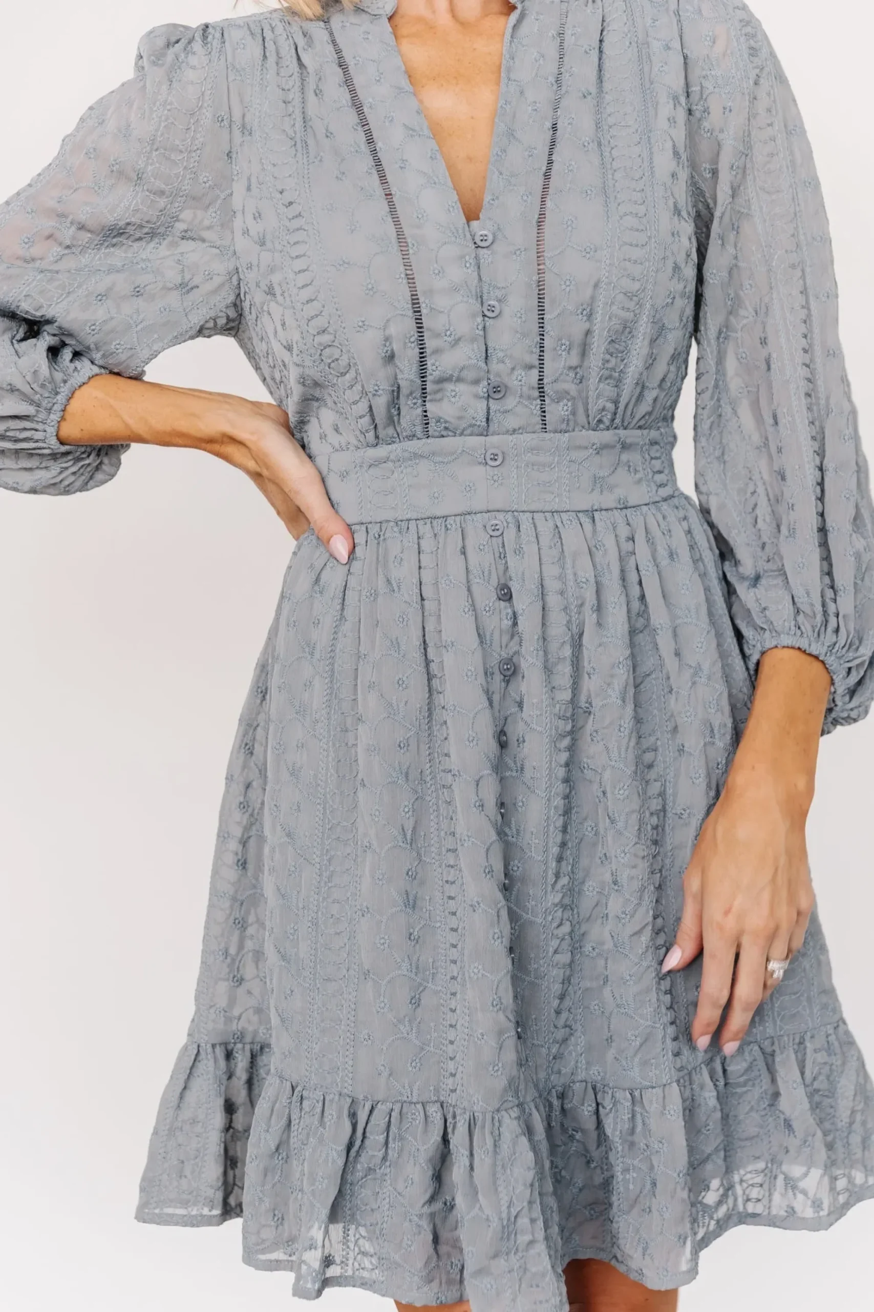 Outlet Baltic Born Harmony Embossed Dress | Dusty Blue