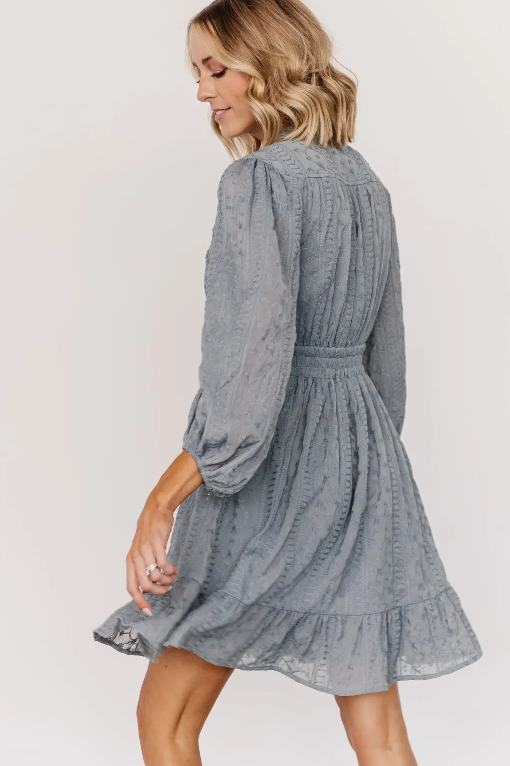 Outlet Baltic Born Harmony Embossed Dress | Dusty Blue