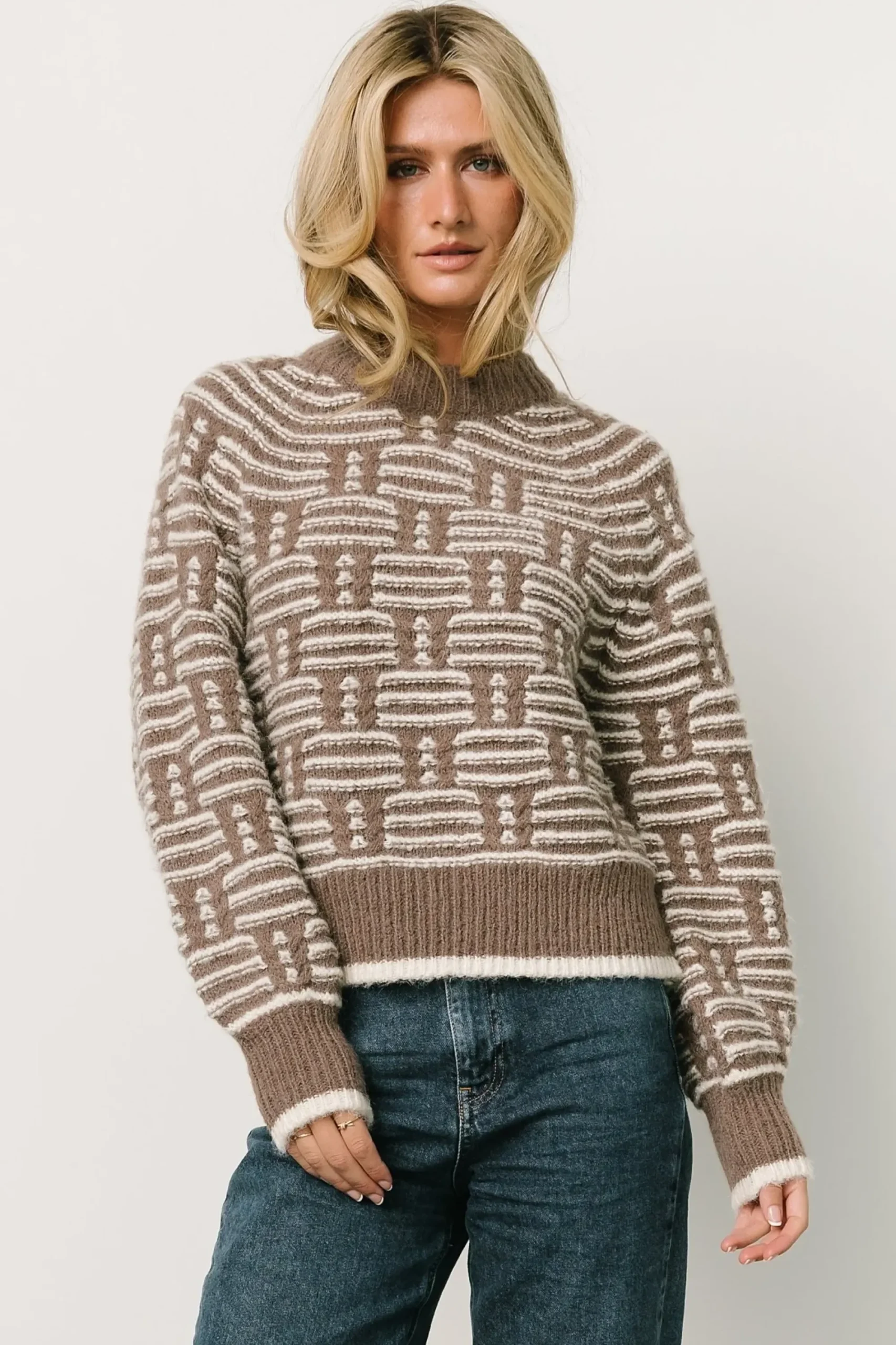 New Baltic Born Hawthorne Knit Sweater | Mocha + Ivory