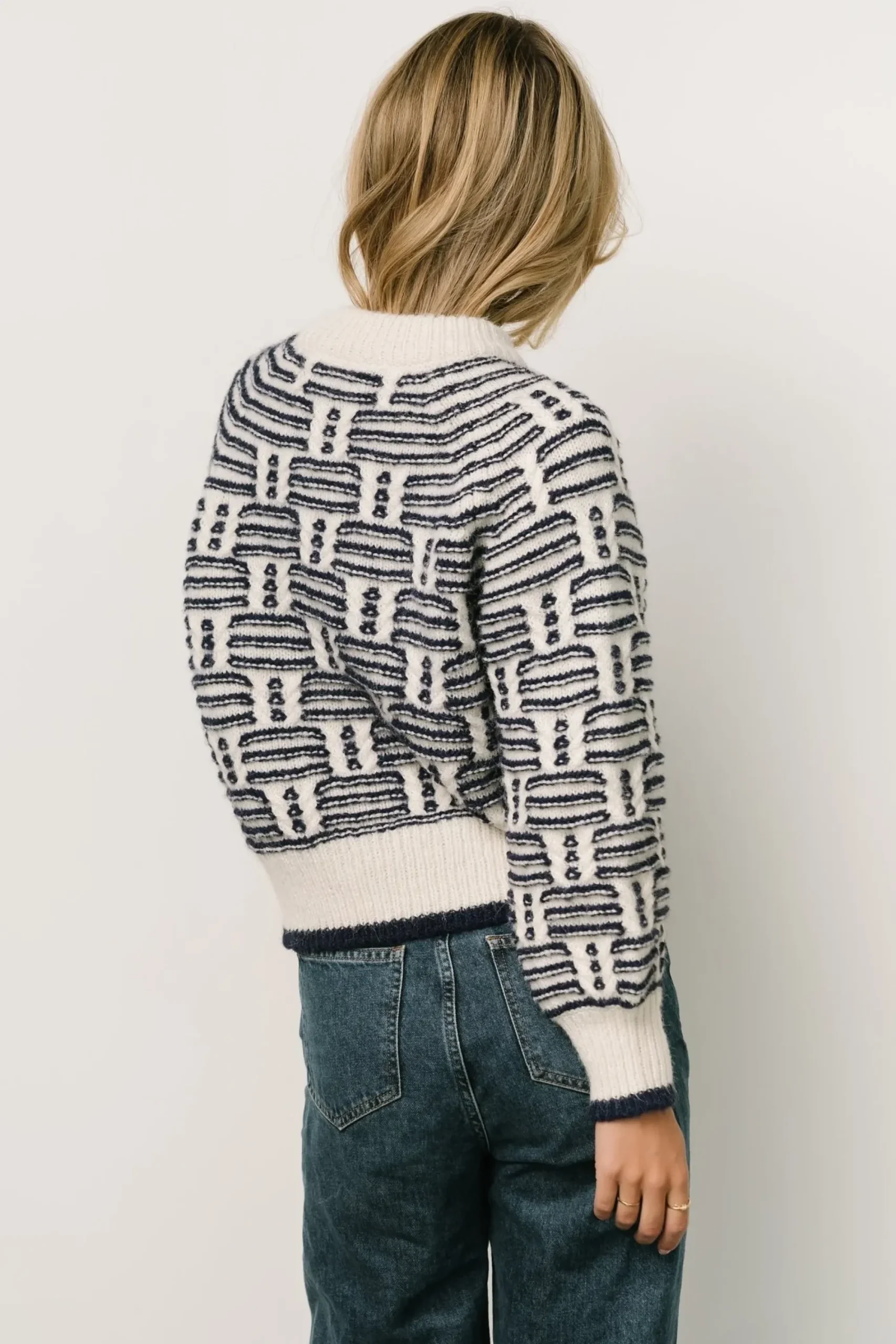 New Baltic Born Hawthorne Knit Sweater | Navy + Ivory