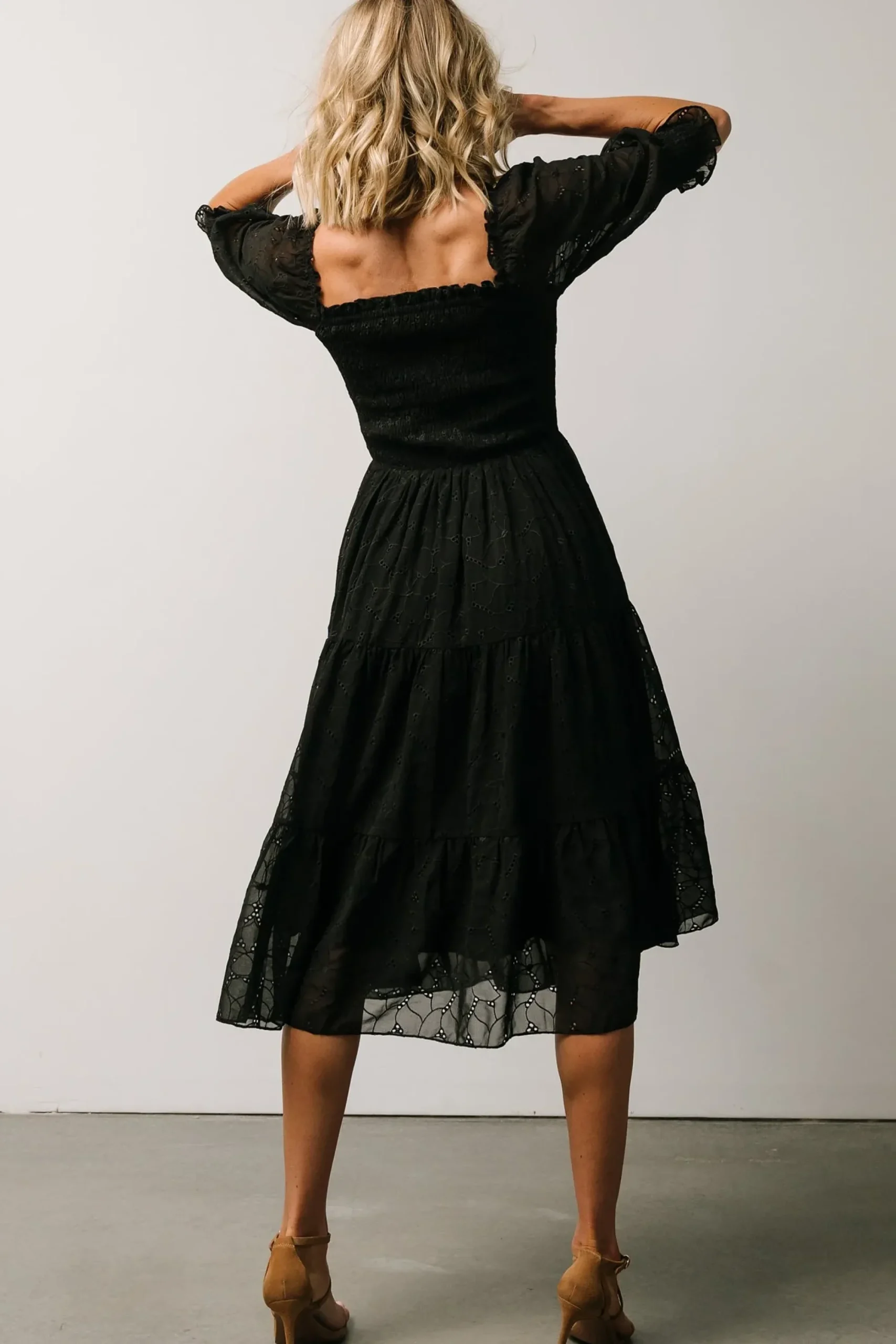 Hot Baltic Born Hazel Eyelet Midi Dress | Black