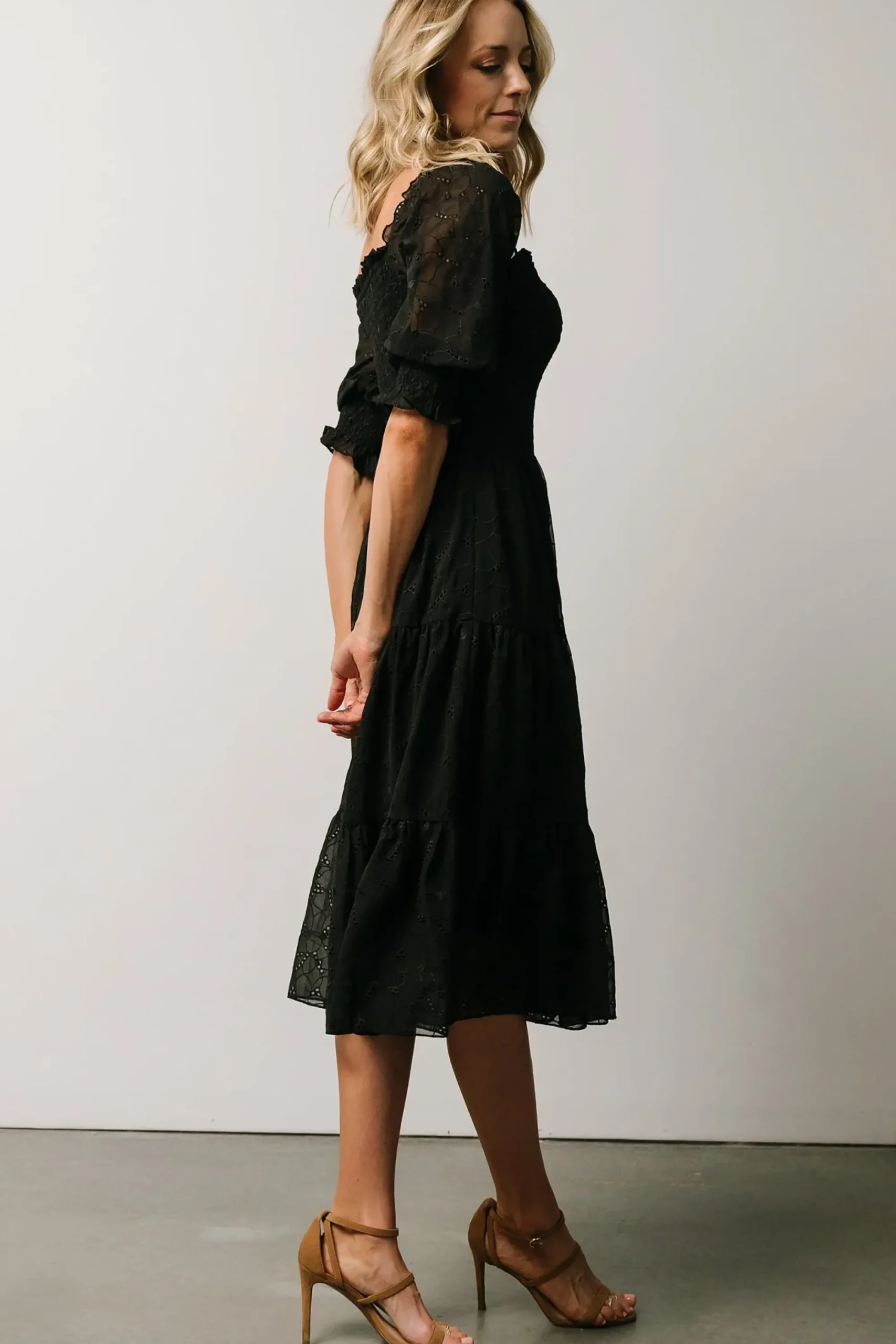 Hot Baltic Born Hazel Eyelet Midi Dress | Black