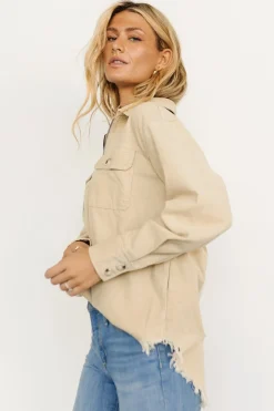 New Baltic Born Hector Half Zip Corduroy Top | Natural