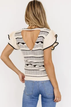 Discount Baltic Born Herriman Knit Top | Cream + Black