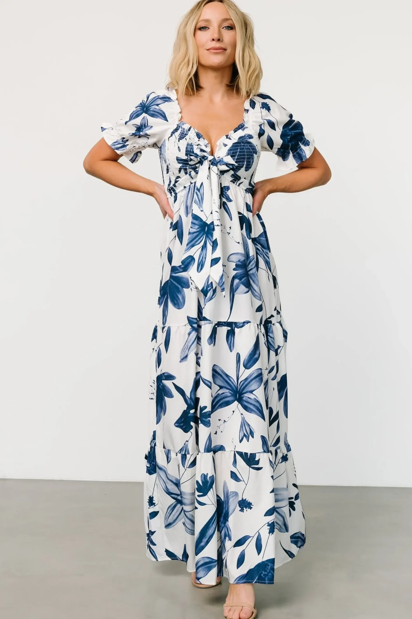 Outlet Baltic Born Hilaria Maxi Dress | White + Blue