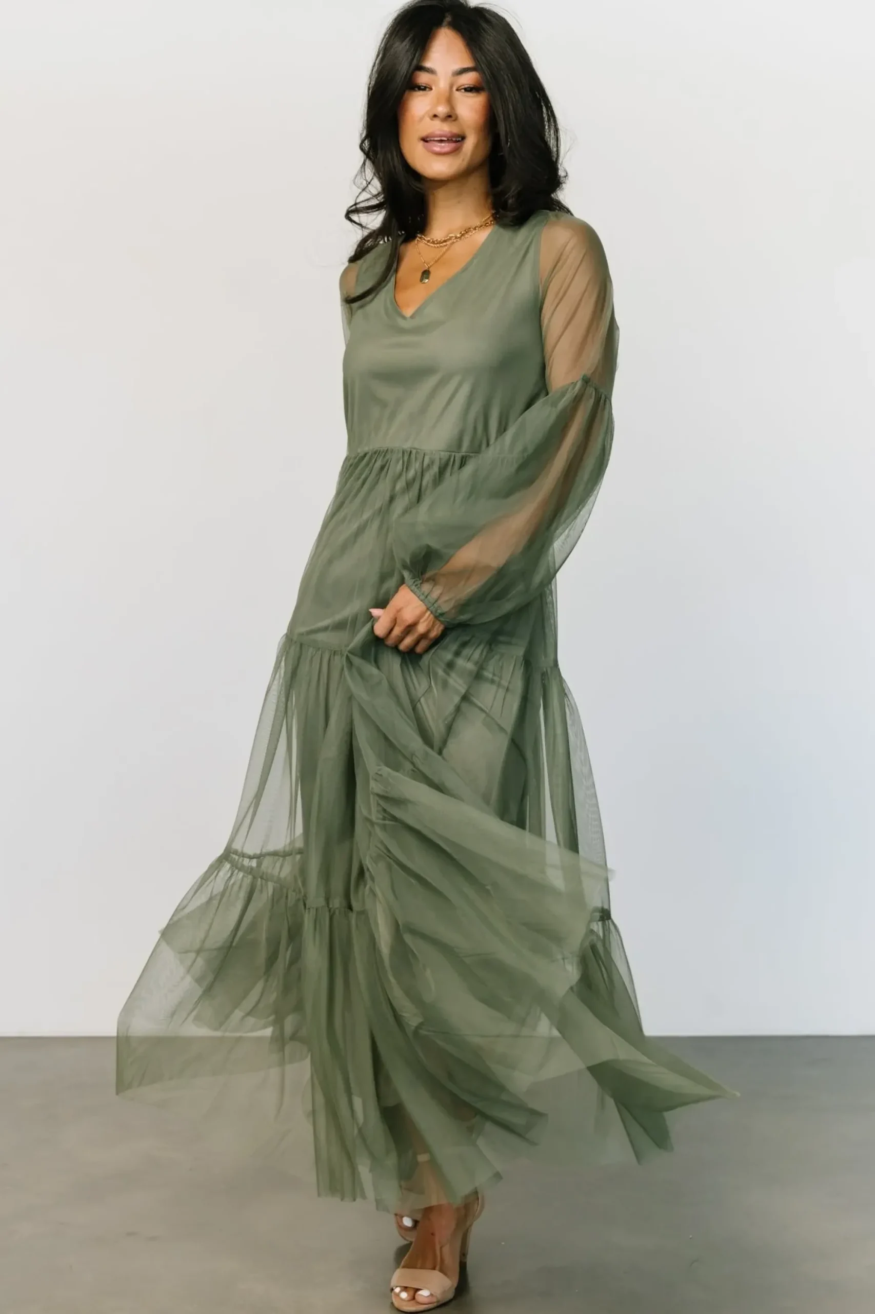Best Baltic Born Hoffman Tulle Maxi Dress | Olive