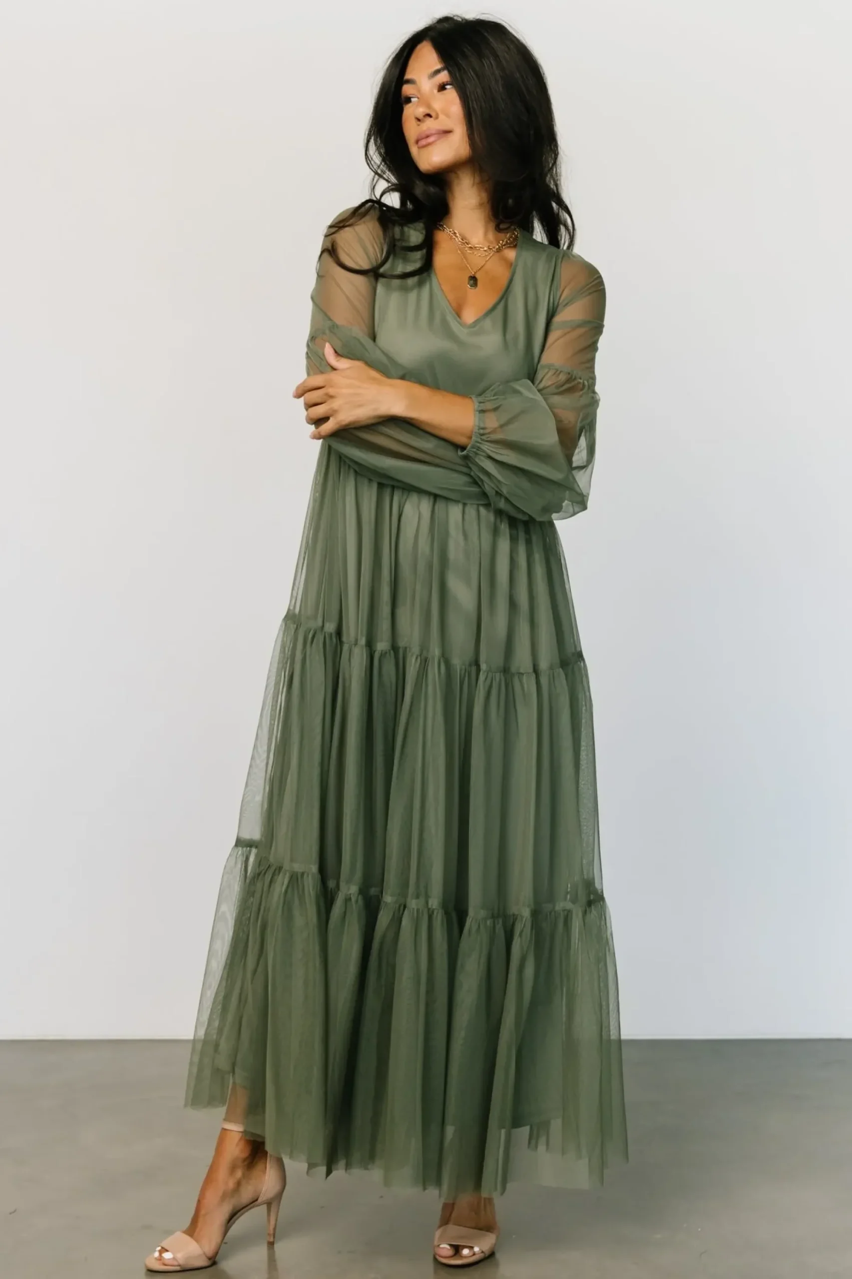 Best Baltic Born Hoffman Tulle Maxi Dress | Olive