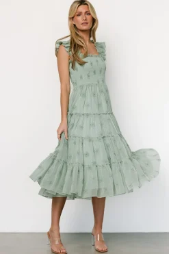 Best Baltic Born Holland Embroidered Dress | Light Sage