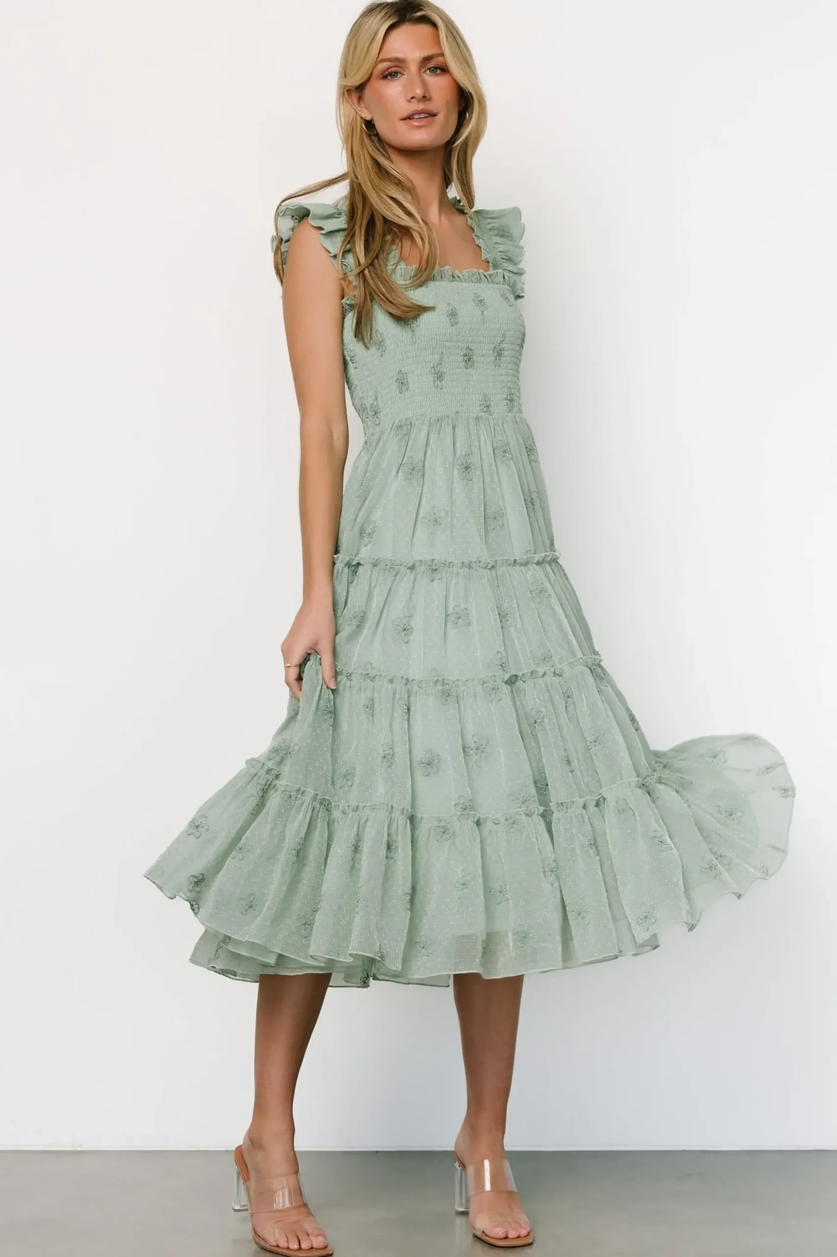 Best Baltic Born Holland Embroidered Dress | Light Sage