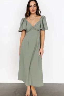 Outlet Baltic Born Indie Back Tie Dress | Dusty Green
