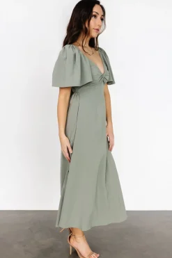 Outlet Baltic Born Indie Back Tie Dress | Dusty Green