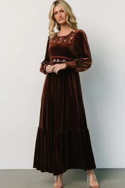 Discount Baltic Born Ingrid Velvet Maxi Dress | Chocolate