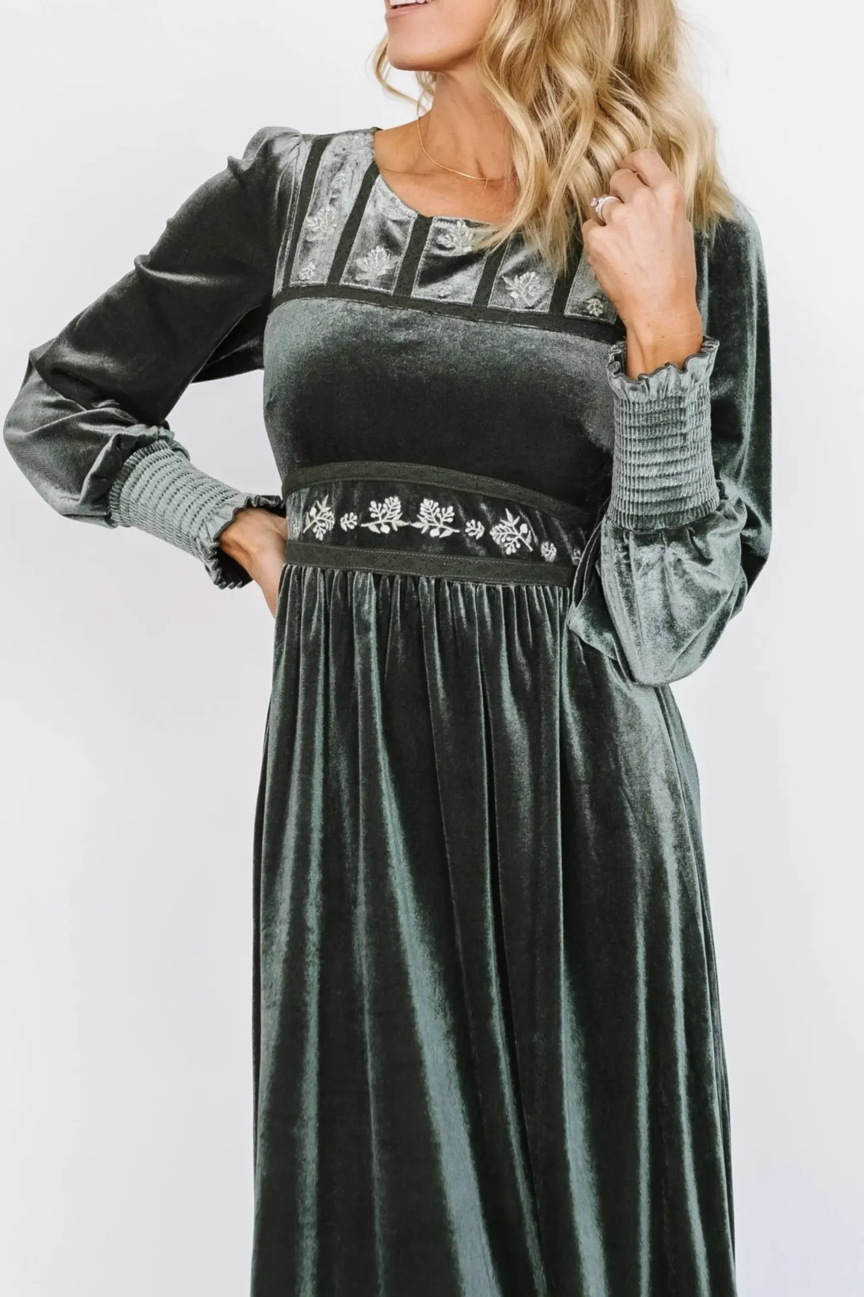 Sale Baltic Born Ingrid Velvet Maxi Dress | Eucalyptus