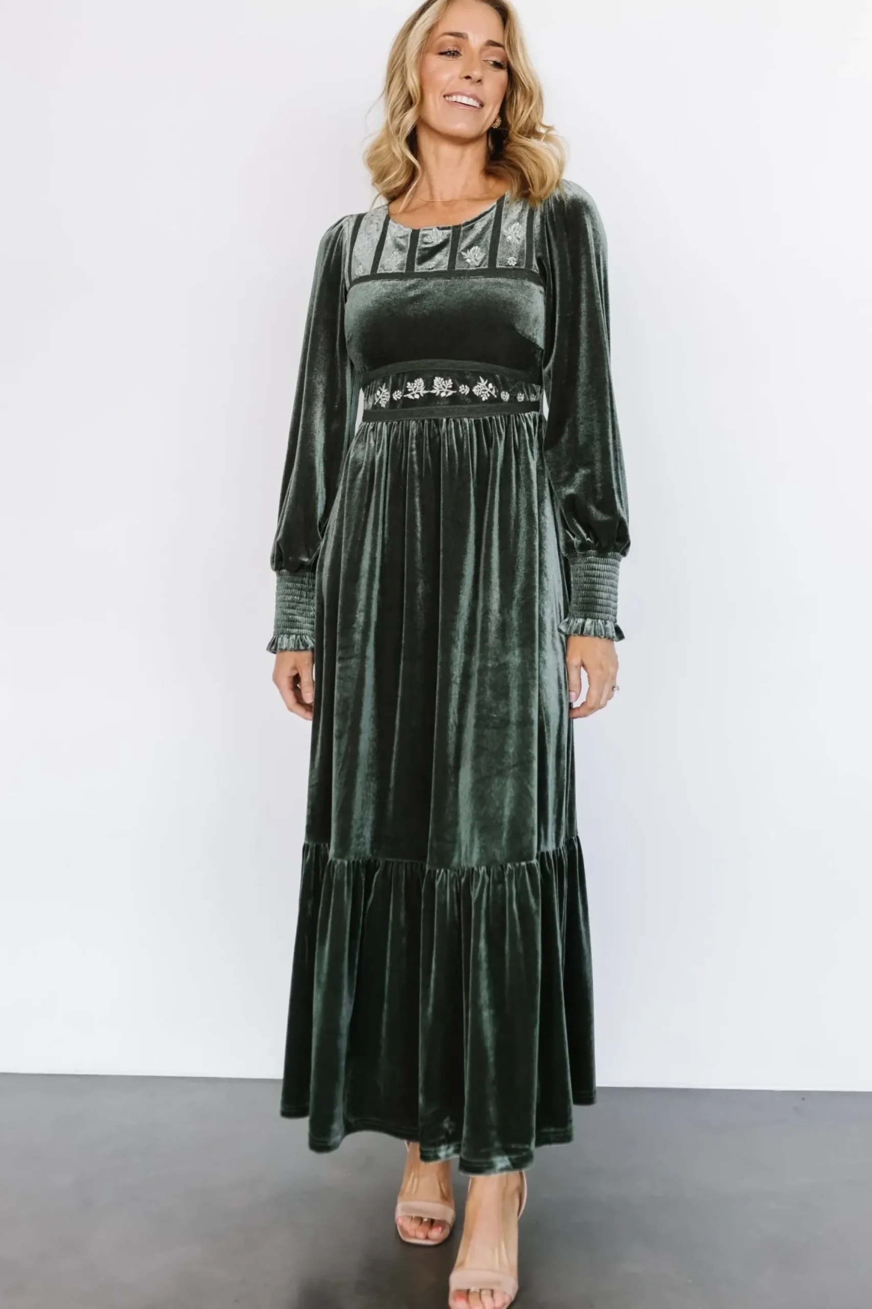 Sale Baltic Born Ingrid Velvet Maxi Dress | Eucalyptus