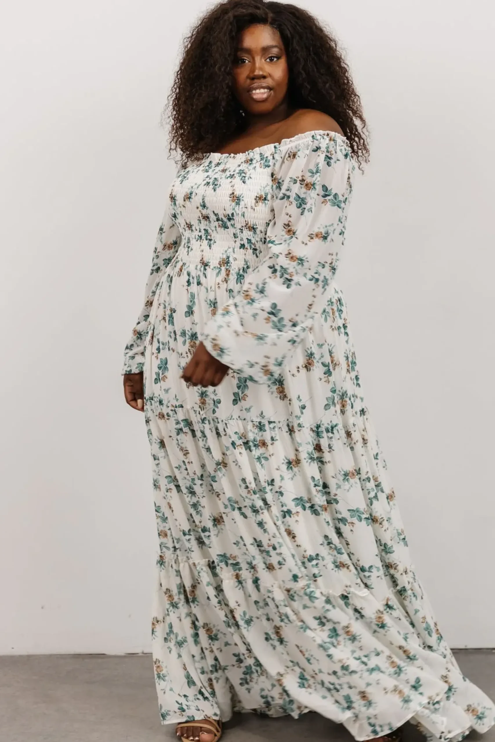 Discount Baltic Born Isabela Smocked Maxi Dress | Ivory + Topaz Floral