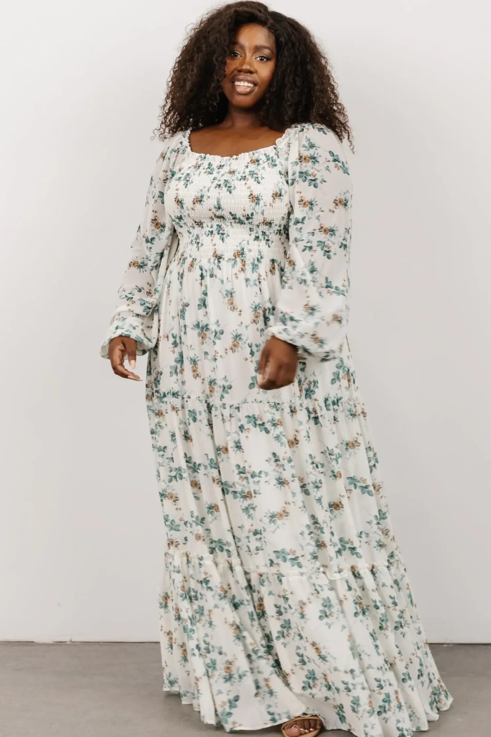 Discount Baltic Born Isabela Smocked Maxi Dress | Ivory + Topaz Floral