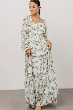 Discount Baltic Born Isabela Smocked Maxi Dress | Ivory + Topaz Floral