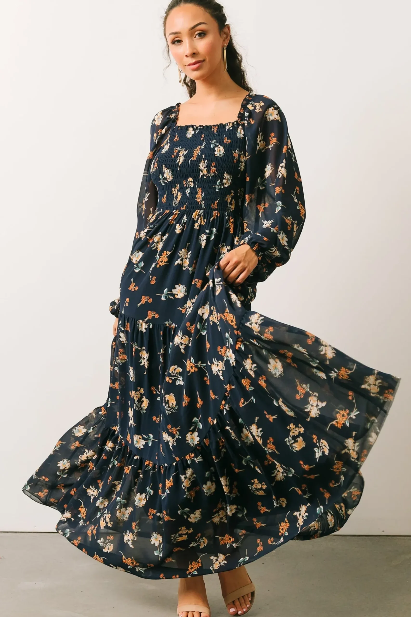 Online Baltic Born Isabela Smocked Maxi Dress | Navy Multi Floral