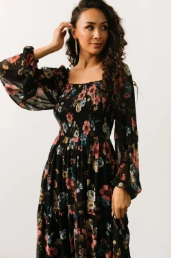 Clearance Baltic Born Isabela Smocked Maxi Dress | Black Multi Floral