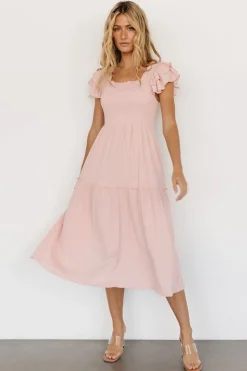 Fashion Baltic Born Jacie Smocked Midi Dress | Blush