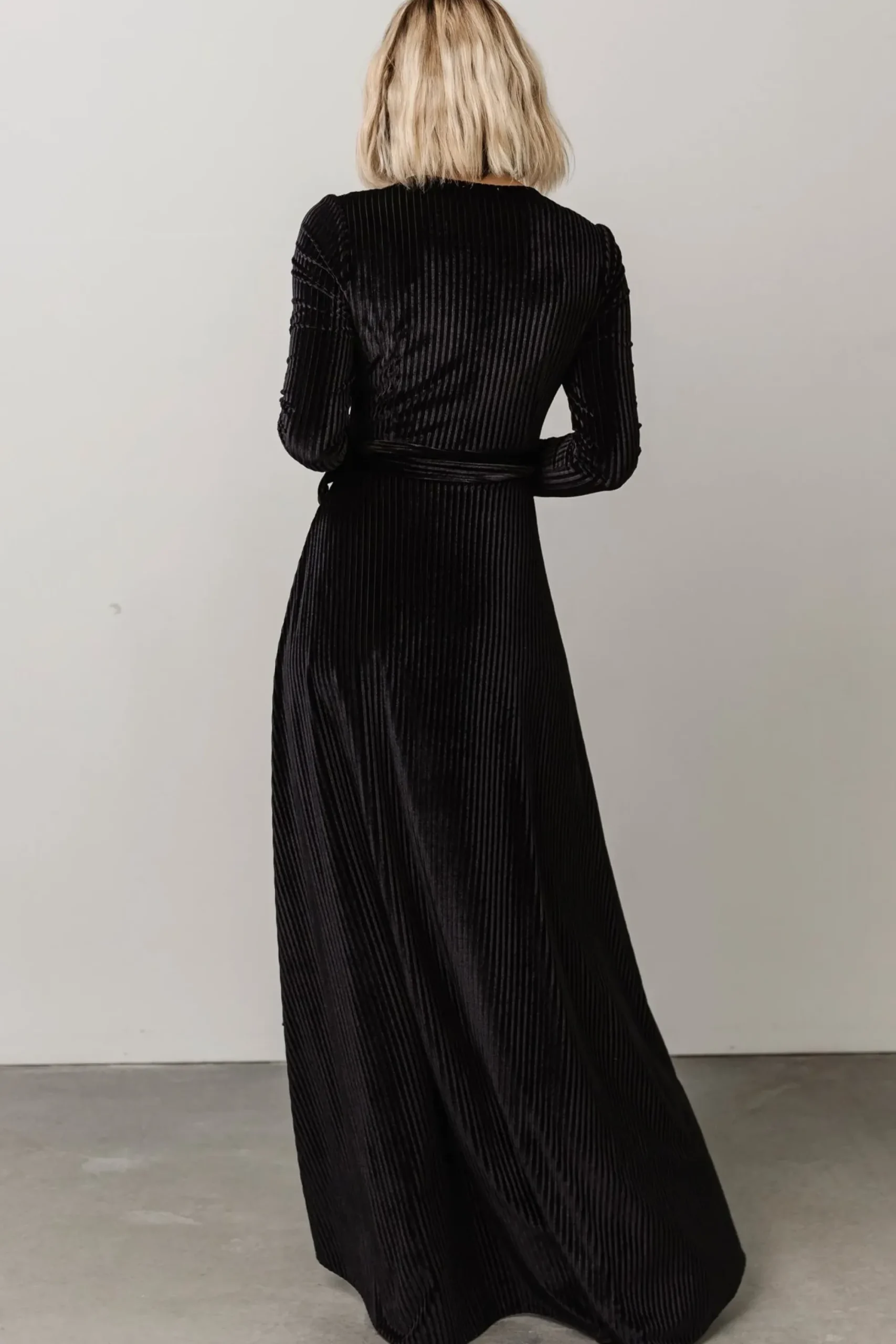 Hot Baltic Born Jada Ribbed Velvet Wrap Dress | Black