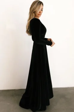 Hot Baltic Born Jada Ribbed Velvet Wrap Dress | Black