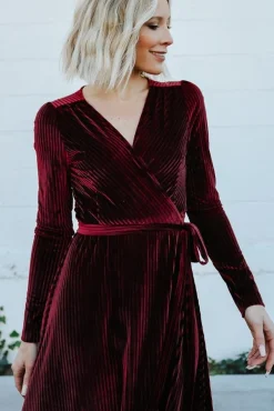 Outlet Baltic Born Jada Ribbed Velvet Wrap Dress | Mulberry