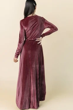 Online Baltic Born Jada Ribbed Velvet Wrap Dress | Dark Rose