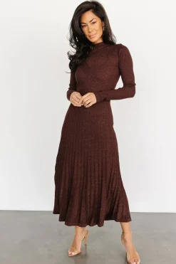 Fashion Baltic Born Jamelia Pleated Sweater Dress | Brown + Gold